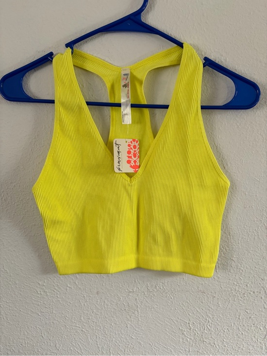 Free People Tops - Free People Neon Yellow Ribbed Racerback Crop Top